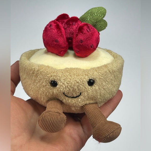 Jellycat Other - NWT Jellycat Amusables Cream Tart Plush with Red Strawberries